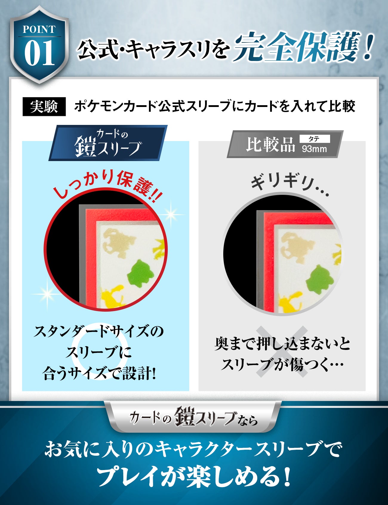 カードの鎧スリーブ (アウタースリーブ)【公式 キャラスリ保護】クリア&エンボス スタンダードカード レギュラーカード用 スリーブプロテクタ オーバースリーブ