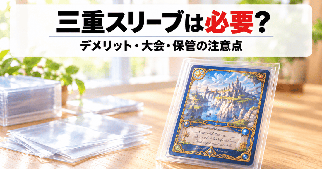 三重スリーブは必要かを問いかける、デメリット・大会・保管の注意点をまとめたブログ記事のサムネイル画像